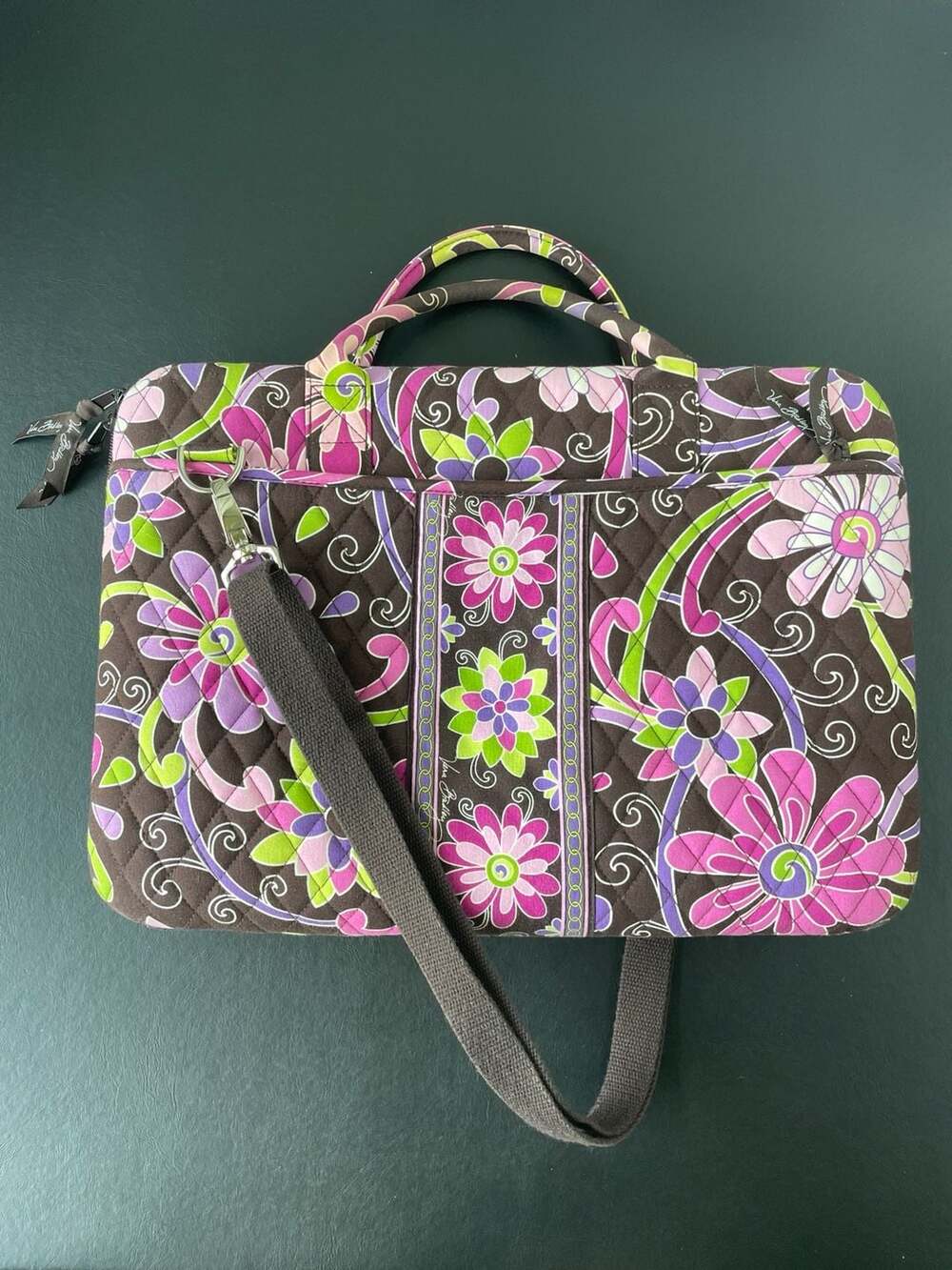 Vera Bradley Quilted Floral Laptop Computer Bag with Shoulder Strap